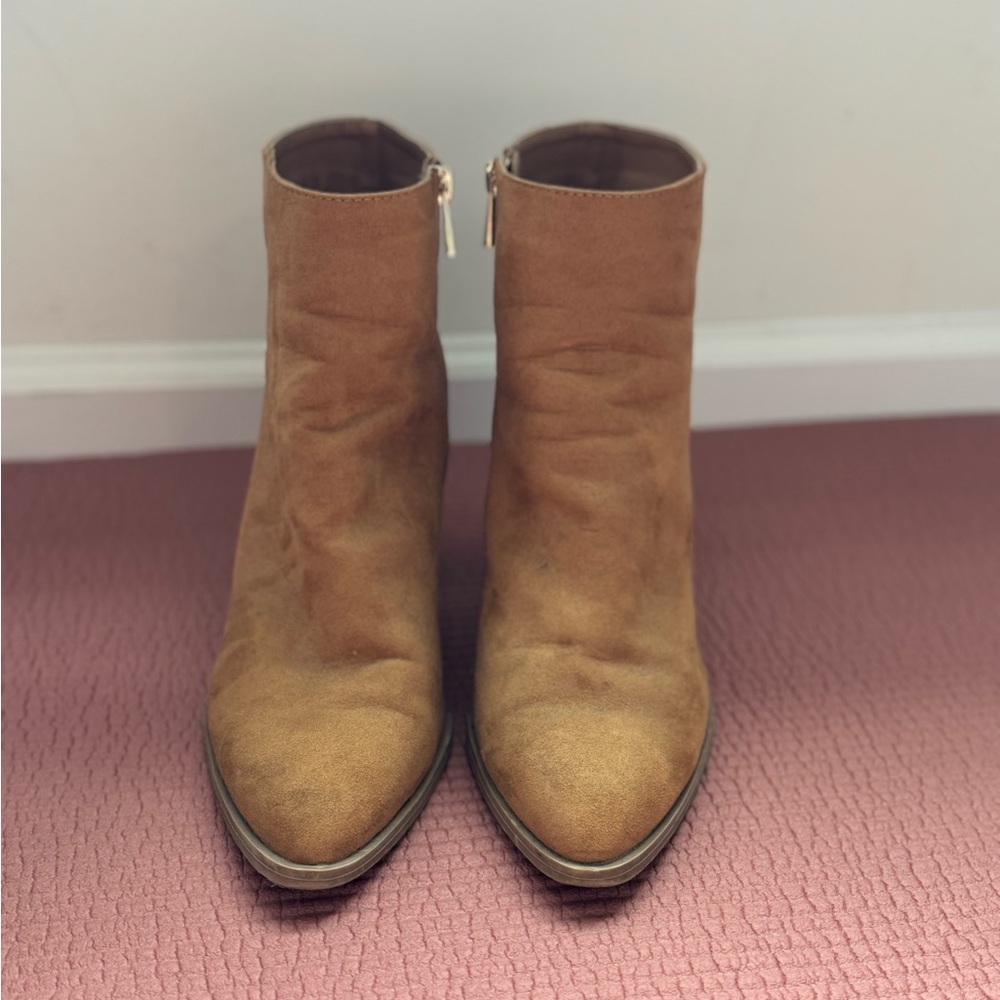 Qupid Tan Block Heel Boots